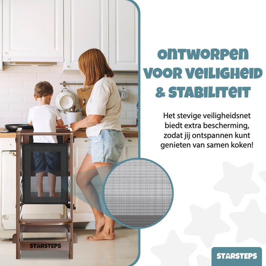 STARSTEPS® leertoren – kind staat veilig op de leertoren in de keuken