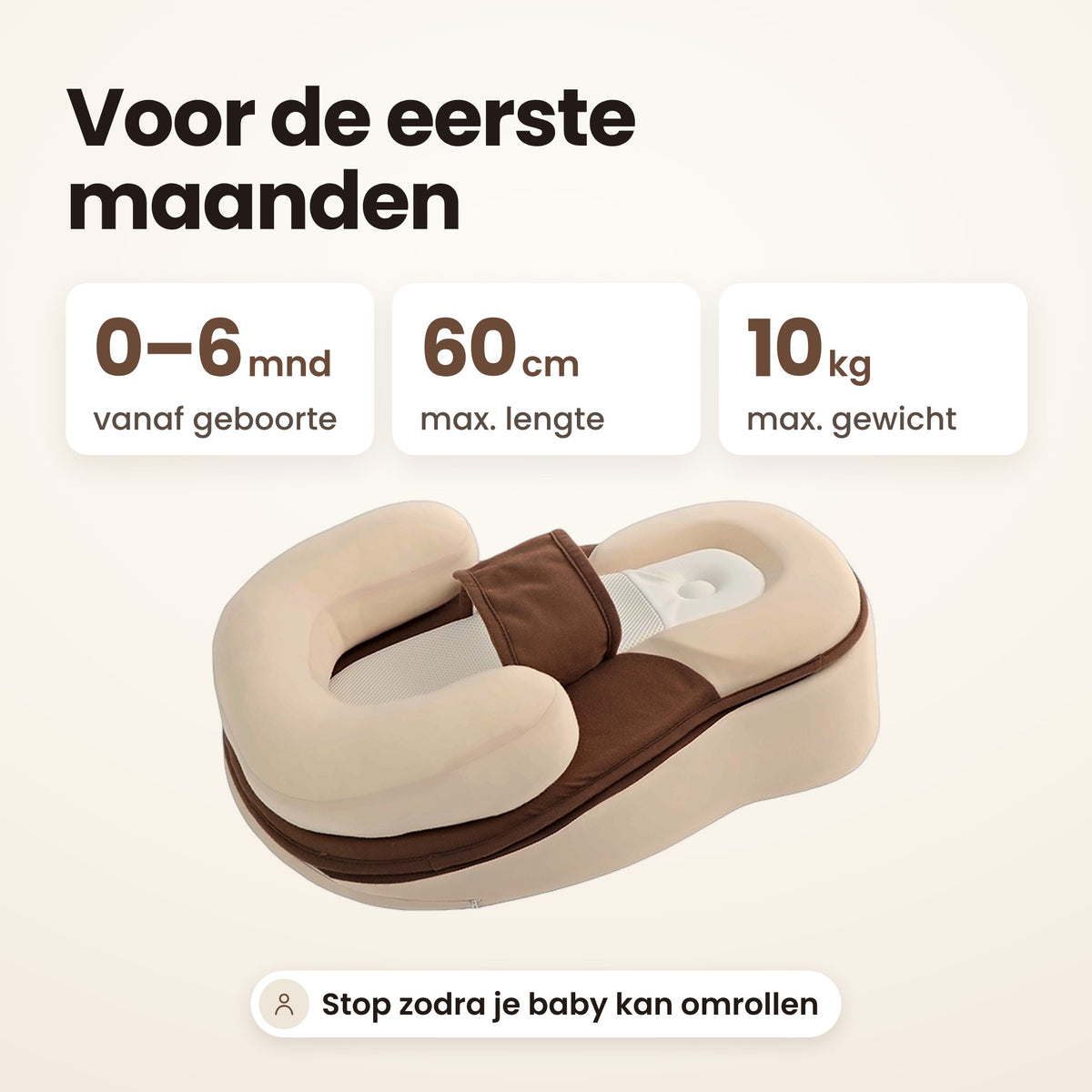 STARSTEPS® babynest crème: voor de eerste maanden, 0 tot 6 maanden, tot 60 cm en 10 kg