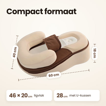 STARSTEPS® babynest crème: compact formaat 60 × 40 cm, ligvlak 46 × 20 cm, 28 cm met U-kussen