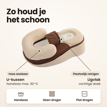 STARSTEPS® babynest crème: zo houd je het schoon, hoes van het U-kussen met de hand wassen