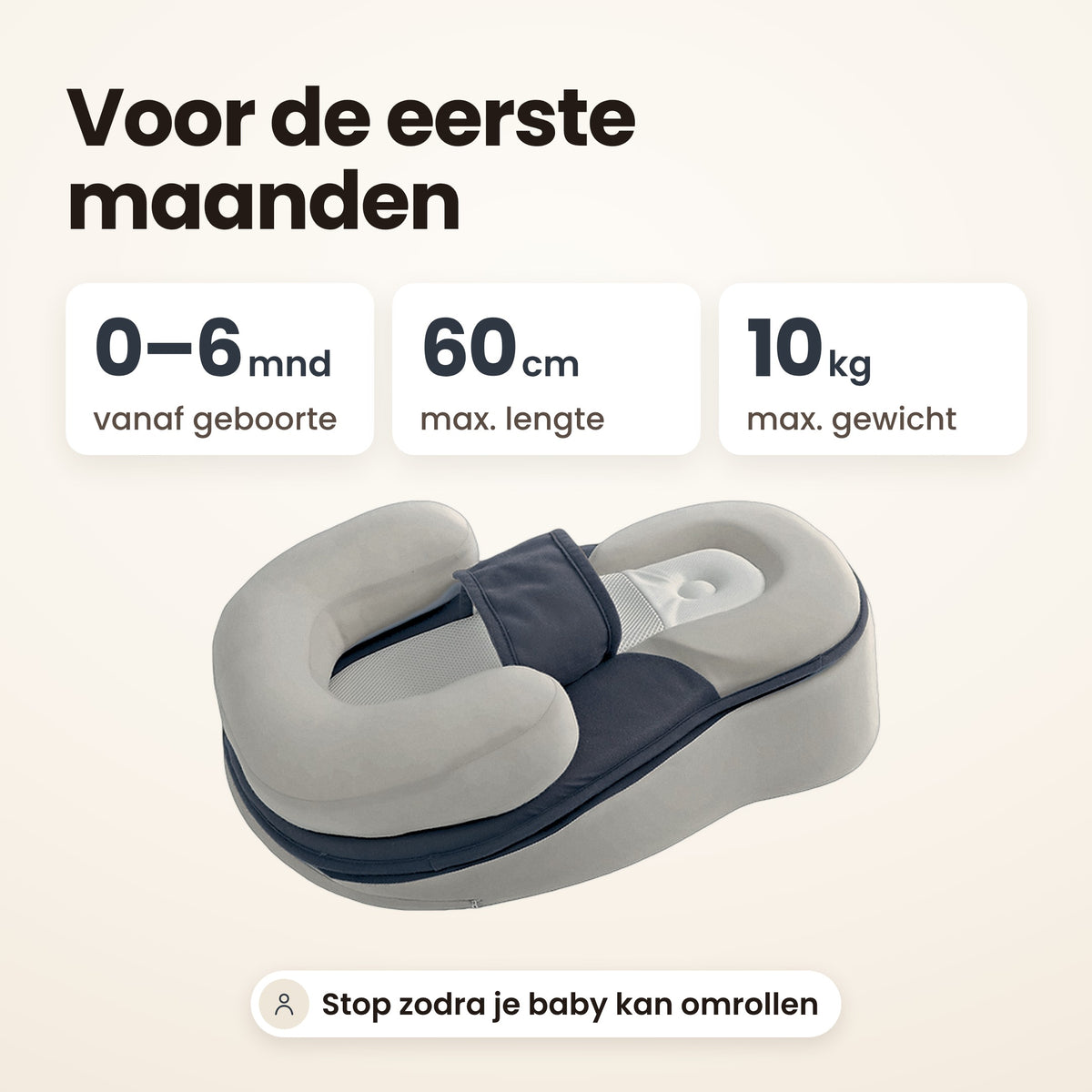 STARSTEPS® babynest grijs: voor de eerste maanden, 0 tot 6 maanden, tot 60 cm en 10 kg